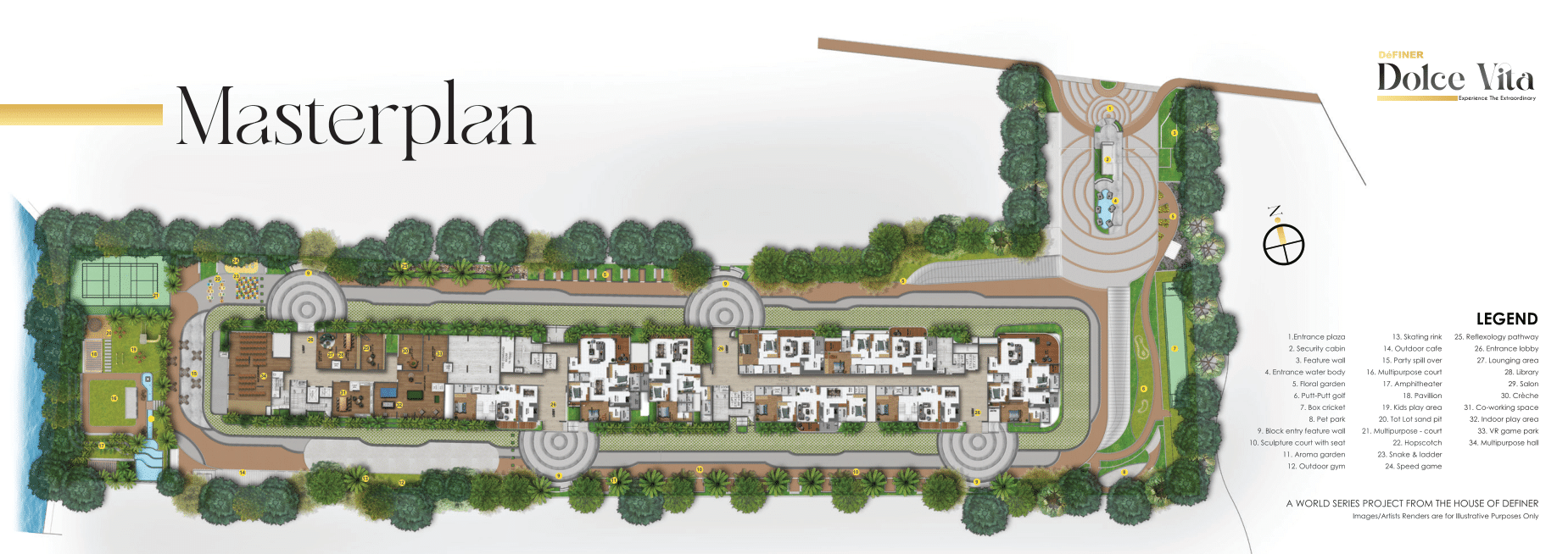 image of master plan for definer dolce vita with legend on right