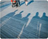 image of shadows of five people on the ground
